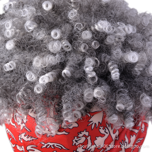 New Arrival Cheap Grey Short Fluffy Kinky Curly Turban Wig Heat Resistant Afro Headband Wigs Synthetic Hair Wigs For Black Women